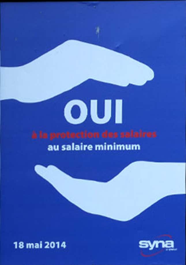 Image for article titled These are the posters trying to sway Swiss voters on a $28 hourly minimum wage