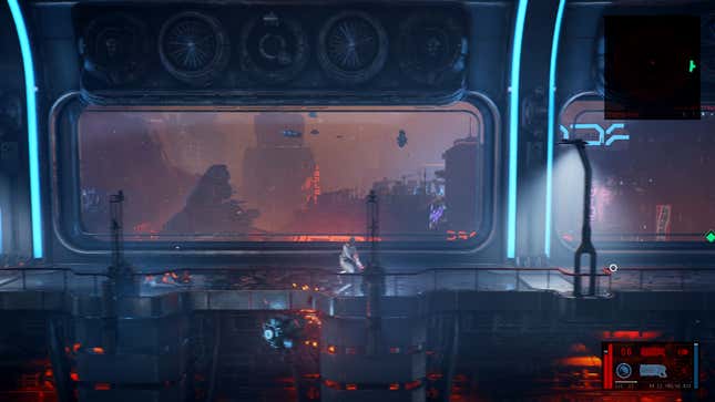 A screenshot from Neon Giant's The Ascent