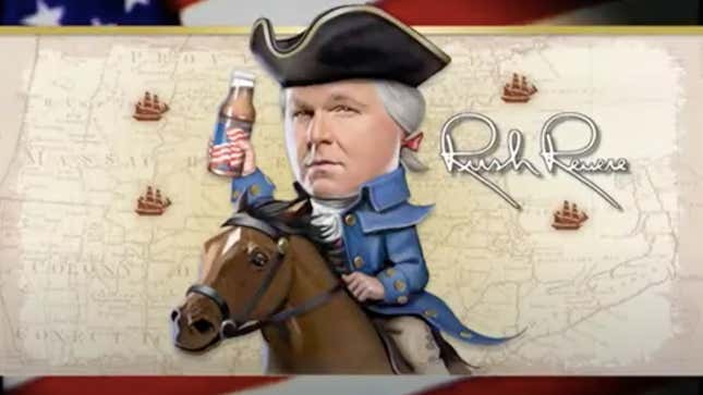 拉什·林博（Rush Limbaugh）的屏幕截图打扮成保罗·里维尔（Paul Revere）