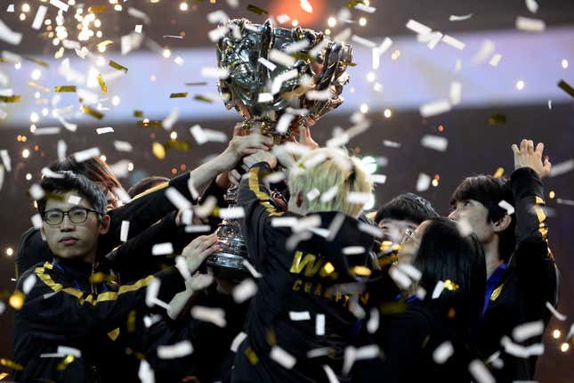 Big, shiny trophy cups were one sign that video games were embracing mainstream sports culture.