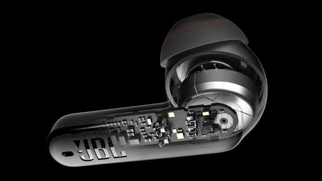 The JBL Tune Flex earbud in black.