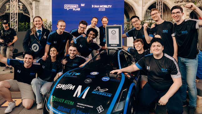 Technical University of Munich team poses with their car