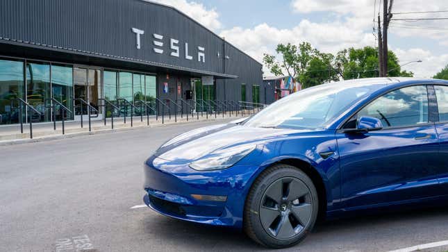 A Tesla car lot is seen on May 31, 2023 in Austin, Texas. Tesla's Model Y has become the world's best selling car in the first quarter of 2023.