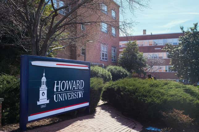A sign welcomes visitors to Howard University in Washington, DC, on February 1, 2022. - Authorities are investigating bomb threats made against UDC, Howard University, and Morgan State University. This is the second day in a row that historically Black colleges and universities across the US were targeted by similar threats.