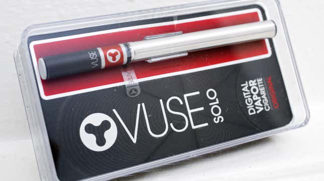 A photo of Vuse’s Solo Digital Vapor Cigarette brand, the e-cigarette product that won FDA authorization Tuesday, taken at a product launch event in June 2013.
