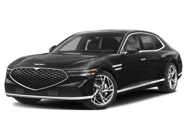 Genesis G90 / 3.5T e-SC AWD 2023. Front 3⁄4, Facing to the Left
