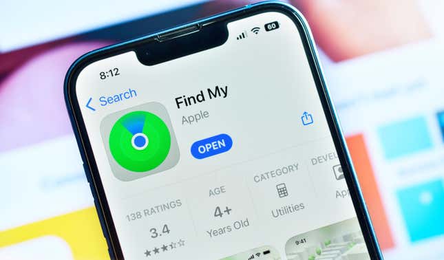 Stock photo of Find My App on iPhone