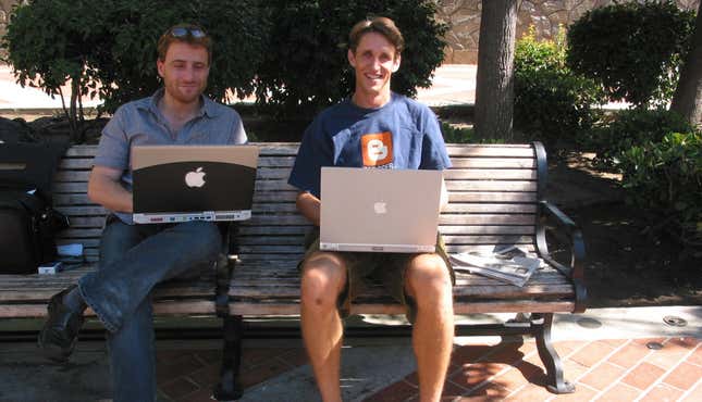 Stewart Butterfield (left) went from photos to video games to chatrooms.