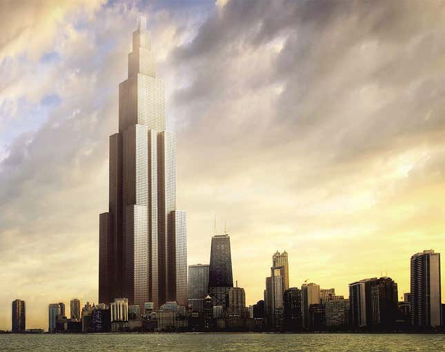Chicago’s skyline isn’t so impressive when it’s being used to show just how massive the world’s tallest building will be.