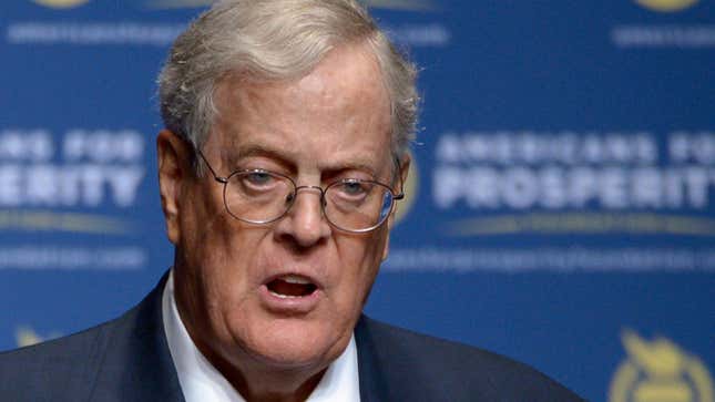 David Koch speaks at an Americans for Prosperity Foundation event in 2013. 