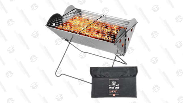 This portable grill is easy to fold away, easy to carry, and perfect for loads of situations. 