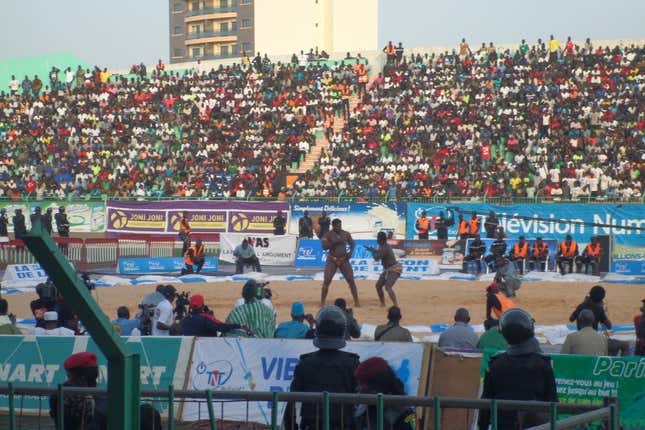 Senegalese wrestling (La lutte) Stade Demba Diop, Dakar.