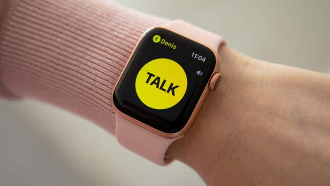 An Apple Watch in Walkie-Talkie mode