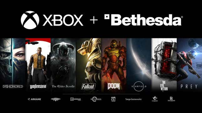 Xbox + Bethesda banner with ZeniMax games displayed.