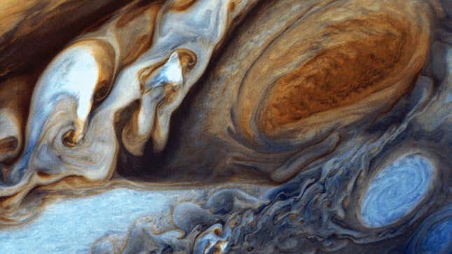 A image of the spot on Jupiter taken by the Voyager space probe. 