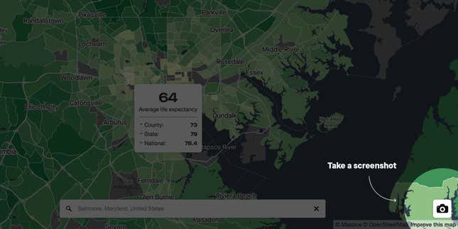 Image for article titled Map: What story does your neighborhood’s life expectancy tell?