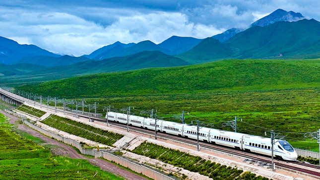 A photo of a high speed train in China. 