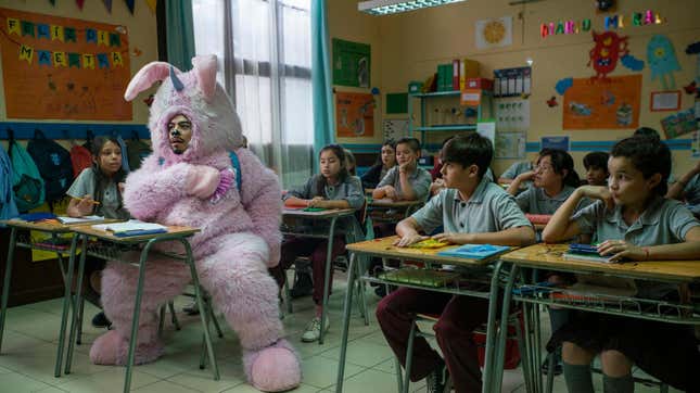 Bernardo Velasco as Renaldo as the monster Bibi’s, who’s about to fake his own death to show children what happens if they try to go to bathroom in the middle of class 