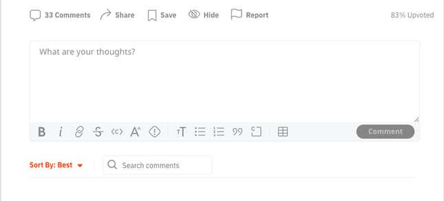 Screenshot of Reddit comment section