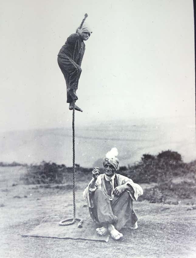 “Karachi” (Arthur Claude Derby) and his son “Kyder” (Cyril) performed the “Indian Rope Trick” in West Hampstead in 1934.