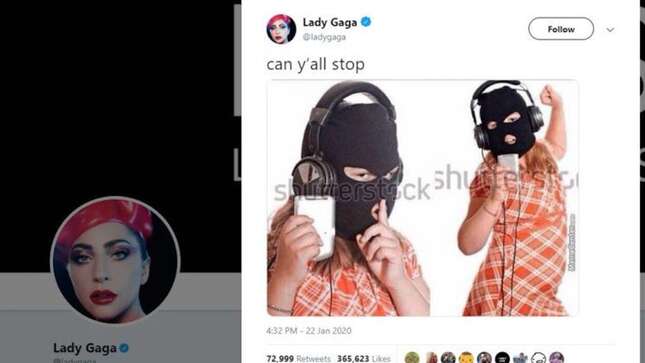 Si vas a criticar la <i>piratería</i> no hagas como Lady Gaga subiendo la primera imagen que ves en Google