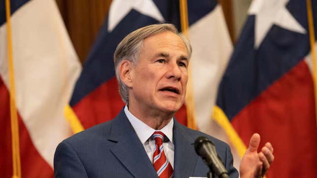 Image for article titled Gov. Greg Abbott Joins His Fellow Republican Governors In Telling Texas&#39;s Unemployed Residents to Eat Shit
