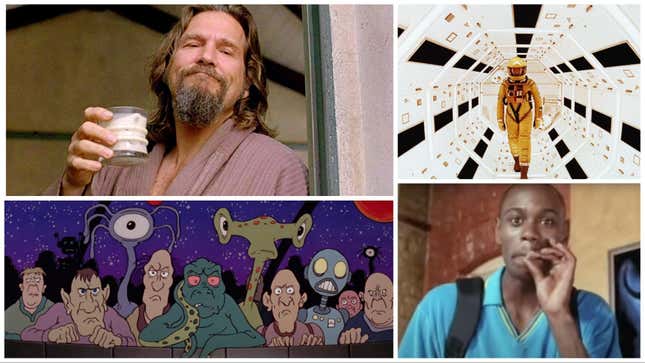 Clockwise from top left: The Big Lebowski (Universal), 2001: A Space Odyssey (Warner Bros.), Half Baked (Universal/Screenshot/YouTube), Heavy Metal (Sony Pictures Home Entertainment)