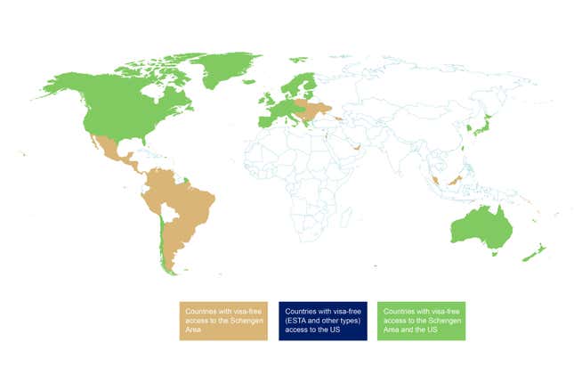 Image for article titled The US and Europe’s tourist visa rules paint a stark picture of passport privilege