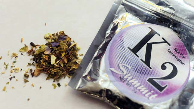 A package of K2, a common brand of synthetic cannabinoid. 