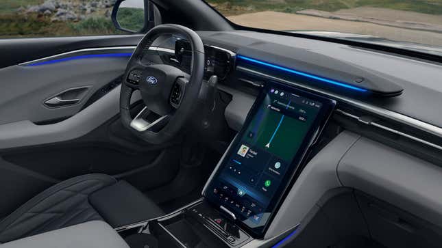 A render of the interior of the Ford Explorer EV. 