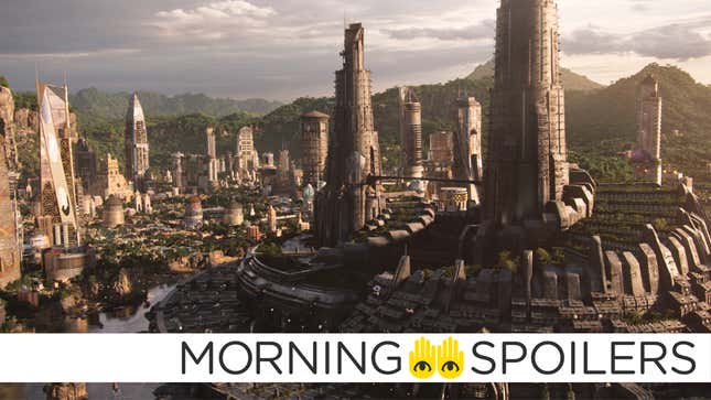 A wide view of the capital city of Wakanda, Birnin Zana, from Marvel's Black Panther film.