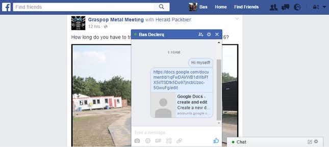 messenger link sent