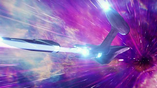 The U.S.S. Protostar engages a third nacelle in a sequence from the series' opening titles.