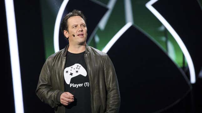 Phil Spencer stands on stage at E3