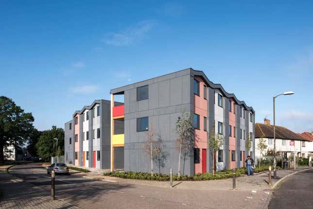 Image for article titled Beautiful prefabricated homes open in London for the city’s homeless