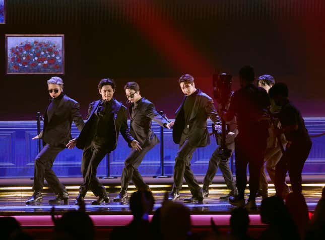 BTS performs onstage during the 64th Annual GRAMMY Awards.
