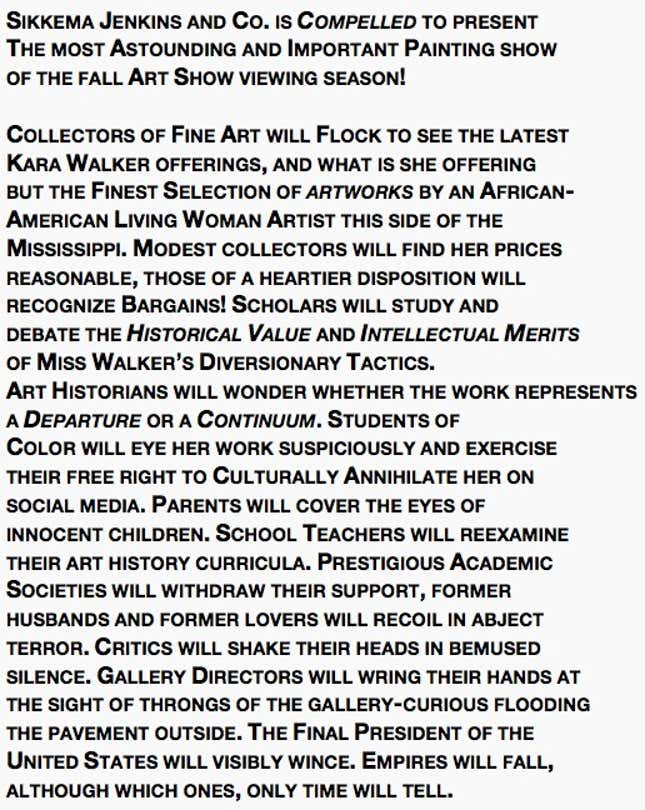 Image for article titled Read artist Kara Walker’s furious letter to America’s navel-gazing art world