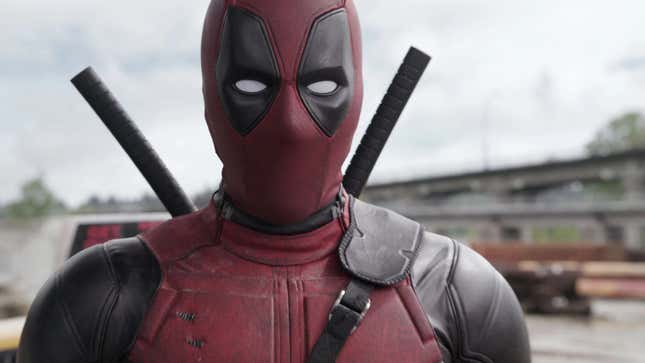 Deadpool making eyes at the camera, probably. 