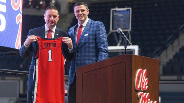 Chris Beard at his Ole Miss introductory press conference on Tuesday.