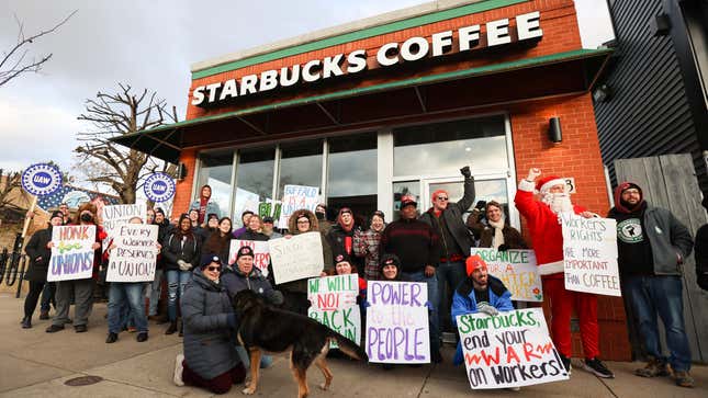 Starbucks workers demand respect.
