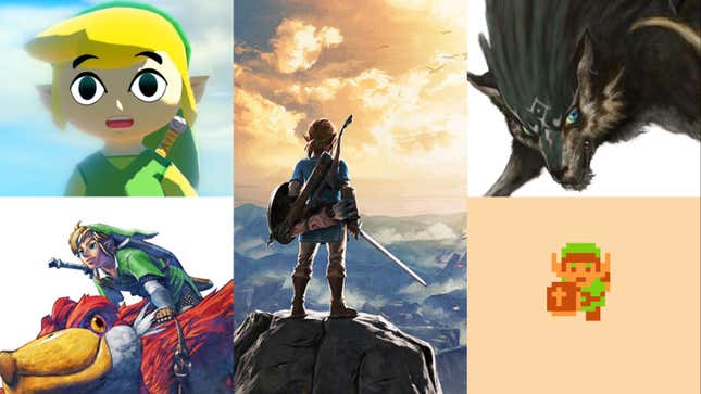 Clockwise, from top-left: The Legend Of Zelda; The Wind Waker (Screenshot: YouTube), The Legend Of Zelda: Breath Of The Wild (Image: Nintendo), The Legend Of Zelda: Twilight Princess (Image: Nintendo), The Legend Of Zelda (Screenshot: Nintendo), The Legend Of Zelda: Skyward Sword (Image: Nintendo)