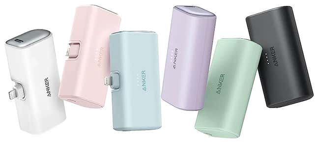 The six different color options of the Anker Nano Power Bank.
