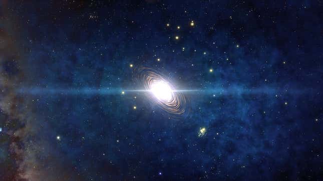 Representación artística de la Supernova de par inestable que probablemente fue un sistema binario de estrellas de Población III.