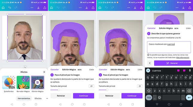 La zona que selecciones con el pincel es crucial a la hora de obtener un resultado algo más realista.