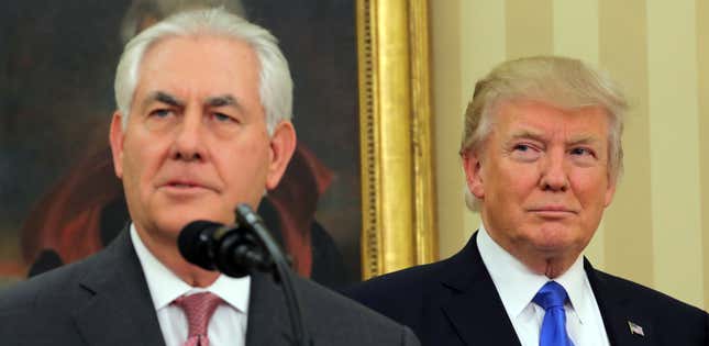 At Tillerson’s swearing-in ceremony on Feb. 1.