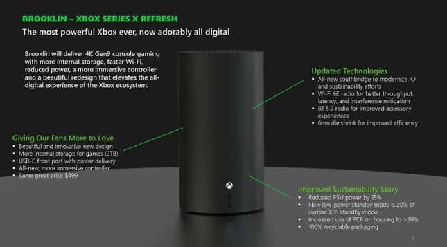 An image shows details of a new cylindrical-shaped Xbox.