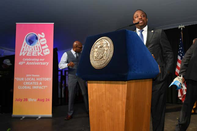 NY State Senator Brian A. Benjamin speaks onstage as Harlem, New York City And New York State honor Memphis’ 200th Anniversary celebrating “A New Century Of Soul” between two iconic communities at Gracie Mansion on July 18, 2019 in New York City.