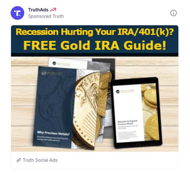 An ad for a "free gold IRA guide."