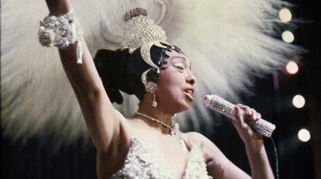 Josephine Baker performs during her show “Paris, mes Amours” at the Olympia Music Hall in Paris, France on May 27, 1957.
