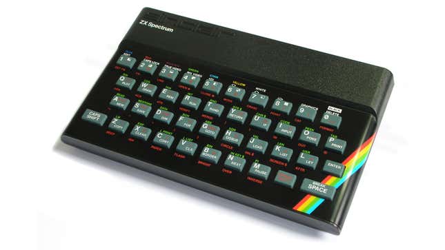 A ZX Spectrum unit is seen in a white void.